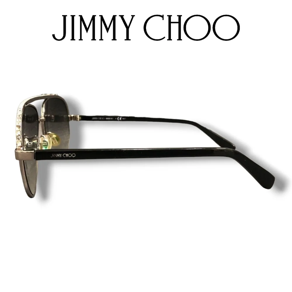 Jimmy Choo LINA/S Silver Black Crystal Jeweled Aviator Gradient Sunglasses - Picture 11 of 16